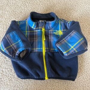 The North Face Denali Fleece Jacket Blue Plaid Baby 0-3 Months